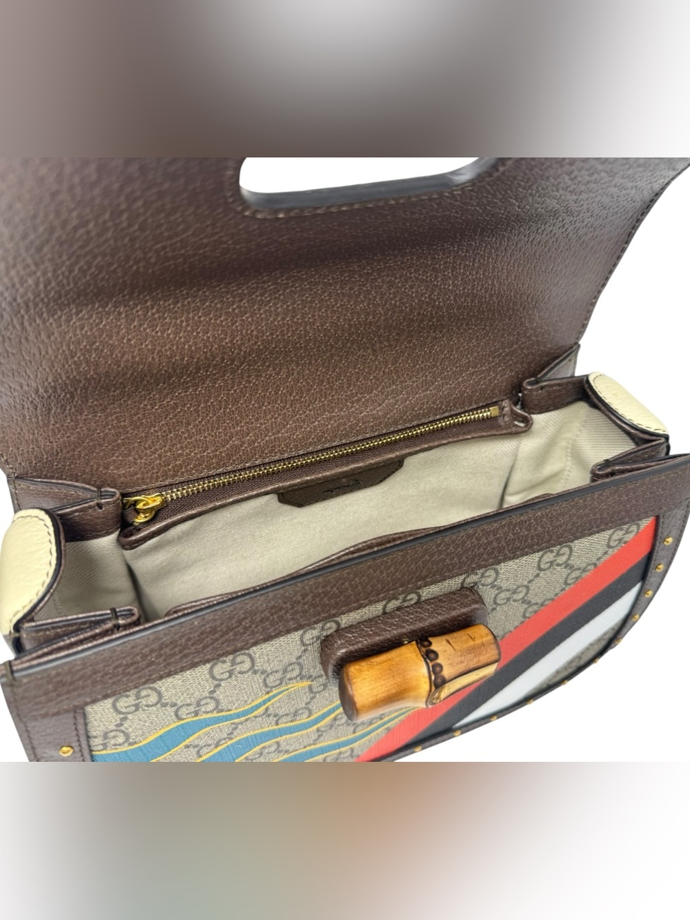 ✨🛍️ Gucci GG Supreme Centum Bamboo 1947 Top Handle Bag Medium - Picture 7 of 9